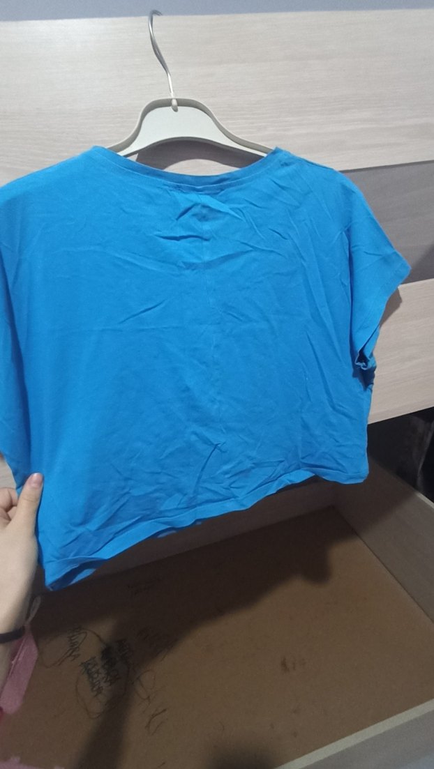 Mavi Baskılı Kız Çocuk Kısa Kollu Tişört - Görsel 4