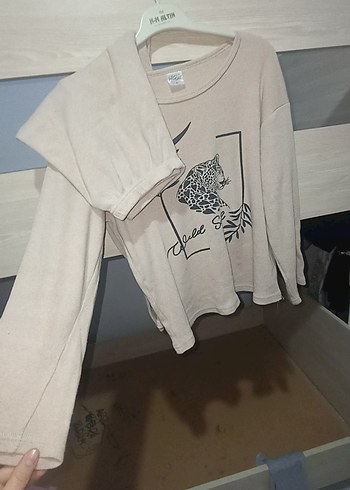 Uzun Kollu Gri Kız Sweatshirt - Görsel 2