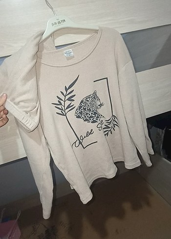 Uzun Kollu Gri Kız Sweatshirt - Görsel 5