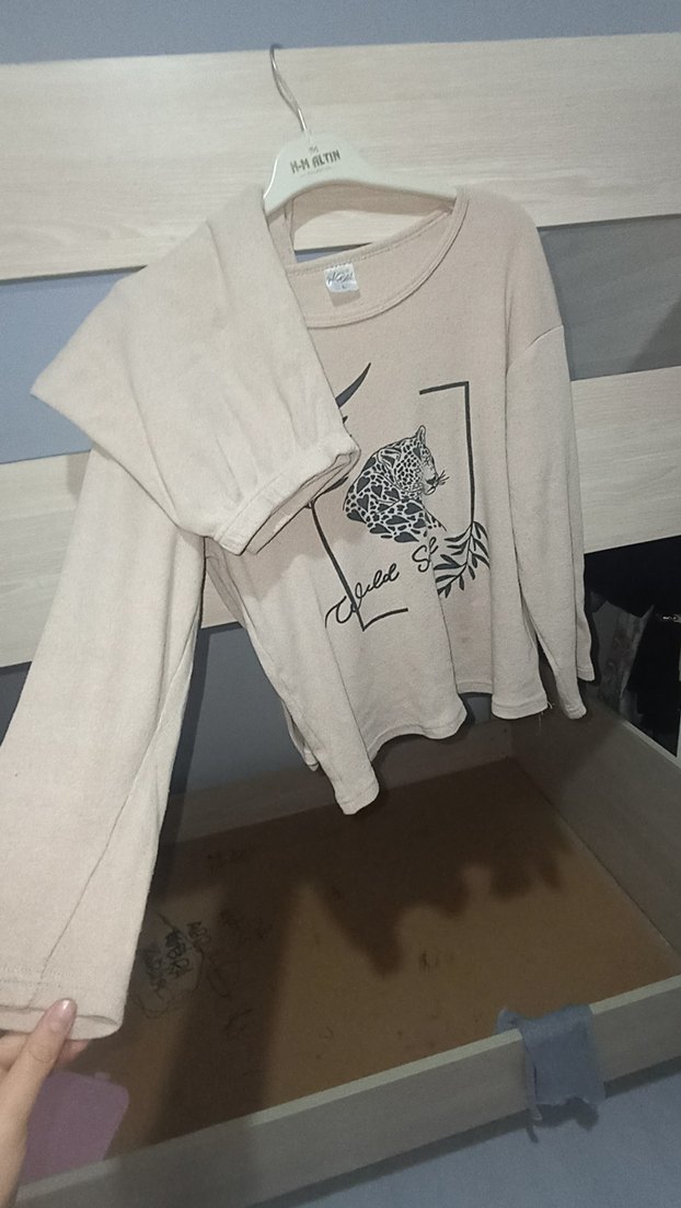 Uzun Kollu Gri Kız Sweatshirt - Görsel 2