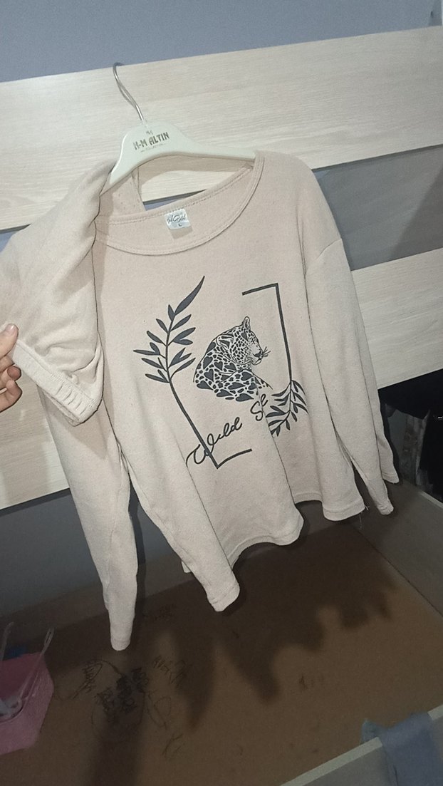 Uzun Kollu Gri Kız Sweatshirt - Görsel 5