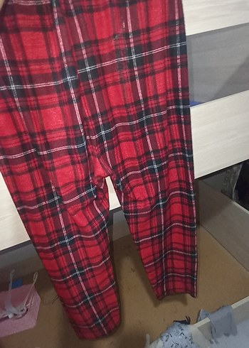 kareli kırmızı pijama - Görsel 3