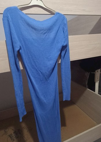 Uzun Kollu Kare Yaka Triko Elbise - Görsel 3