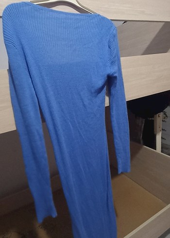 Uzun Kollu Kare Yaka Triko Elbise - Görsel 4