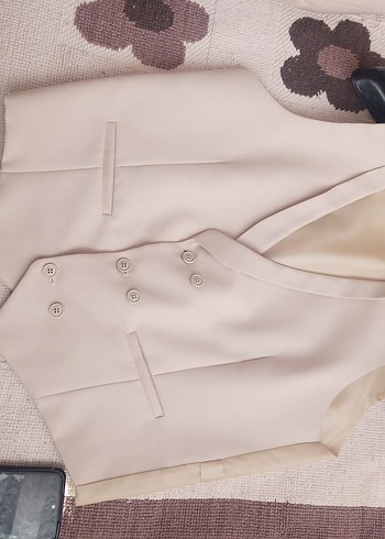 Bej Düğmeli Erkek Yelek - Görsel 5