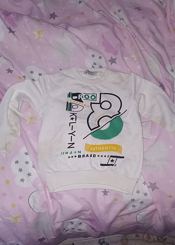 Beyaz Erkek Çocuk Baskılı Sweatshirt - Görsel 2