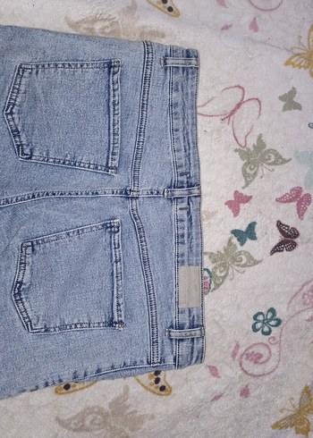 Düğmeli Mavi Midi Boy Geniş Kesim Kadın Kot Pantolon - Görsel 7