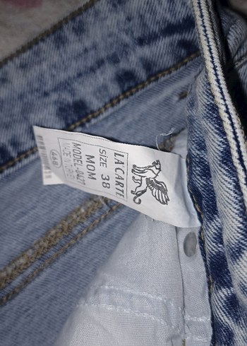 Düğmeli Mavi Midi Boy Geniş Kesim Kadın Kot Pantolon - Görsel 5