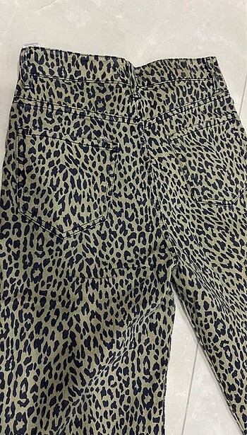 34 Beden kahverengi Renk Leoparlı jean
