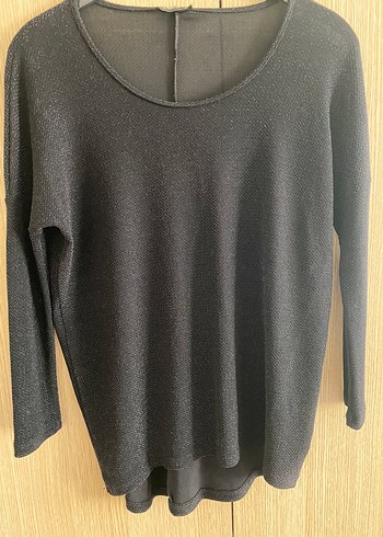 m Beden Kadın Gri Triko Uzun Kollu Sweatshirt