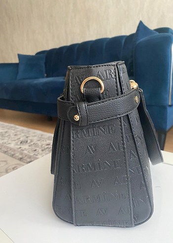 Armine Siyah Deri Baskılı Kadın Çanta - Görsel 6