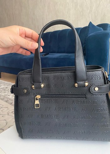 Armine Siyah Deri Baskılı Kadın Çanta - Görsel 2