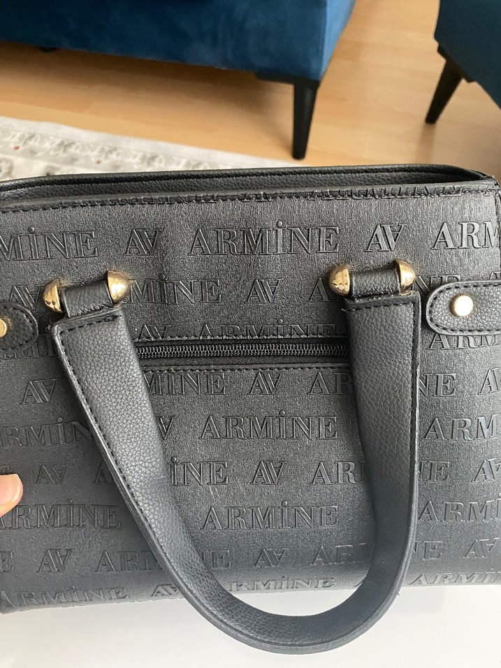 Armine Siyah Deri Baskılı Kadın Çanta - Görsel 5