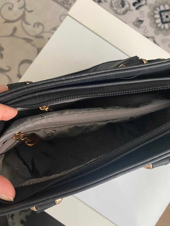 Armine Siyah Deri Baskılı Kadın Çanta - Görsel 4