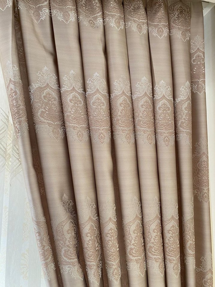 Bej İşlemeli Modern Klasik Perde - Görsel 3