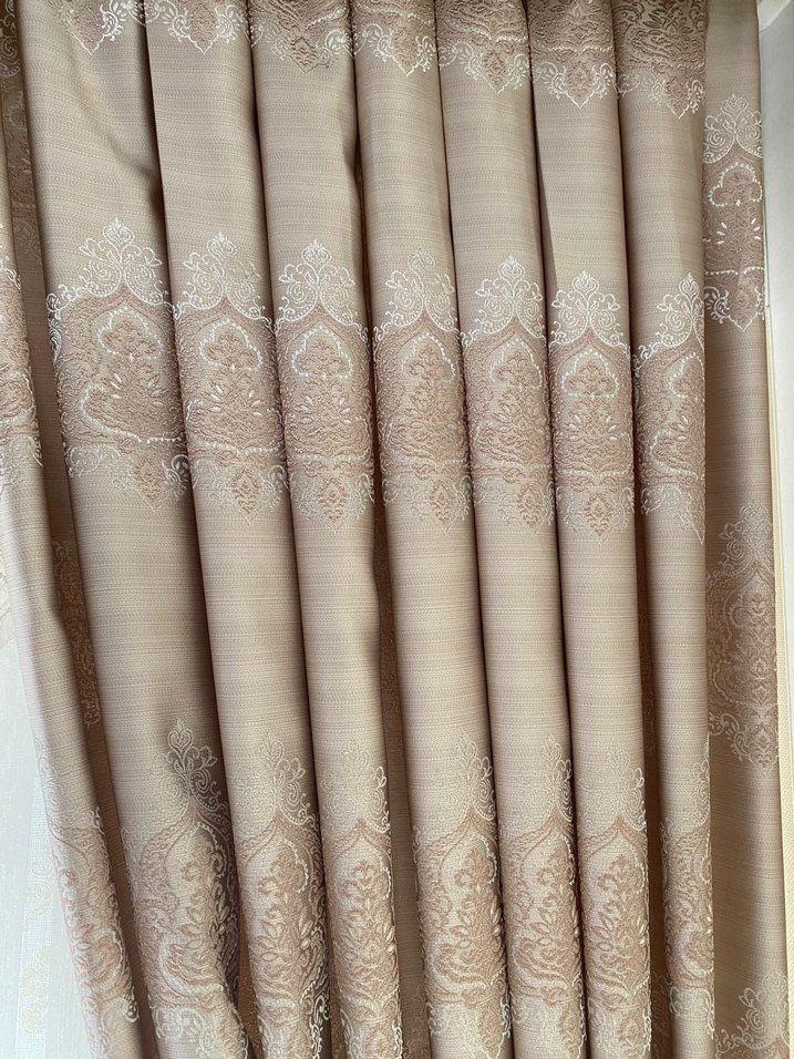 Bej İşlemeli Modern Klasik Perde - Görsel 2