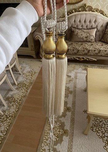 Nakışlı Beyaz Perde Bağlama İpi - Görsel 2