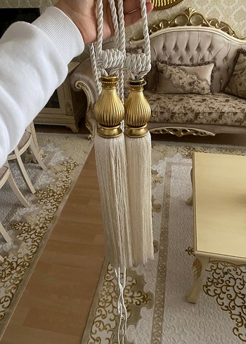 Nakışlı Beyaz Perde Bağlama İpi - Görsel 3