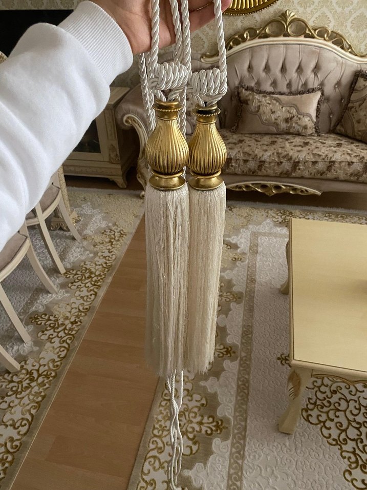 Nakışlı Beyaz Perde Bağlama İpi - Görsel 2