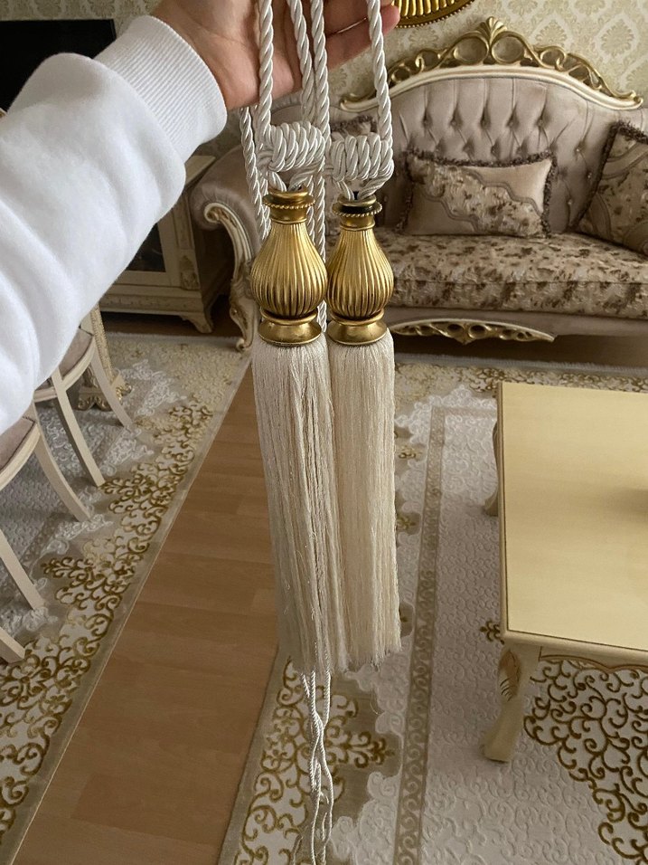 Nakışlı Beyaz Perde Bağlama İpi - Görsel 3