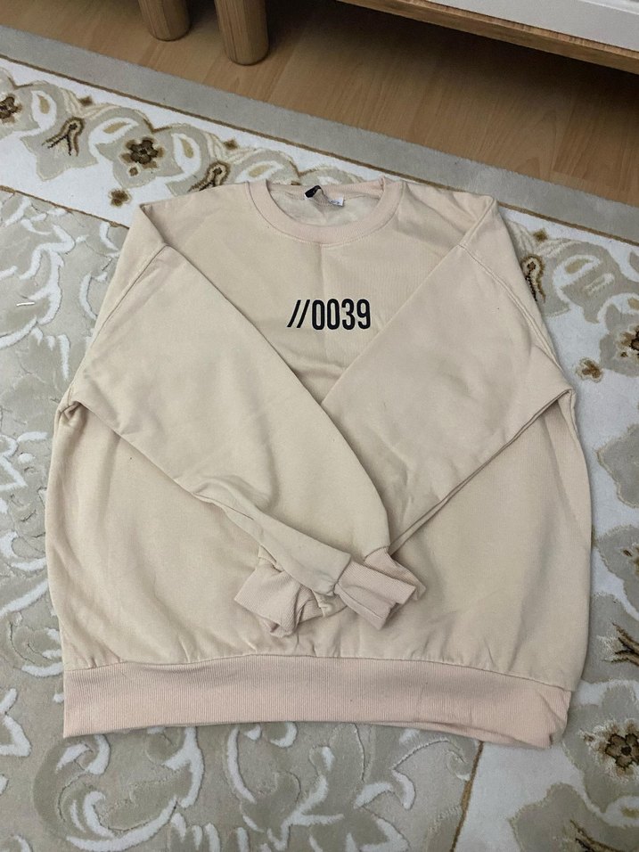 Bej Kadın Kısa Kollu Sweatshirt - Görsel 2