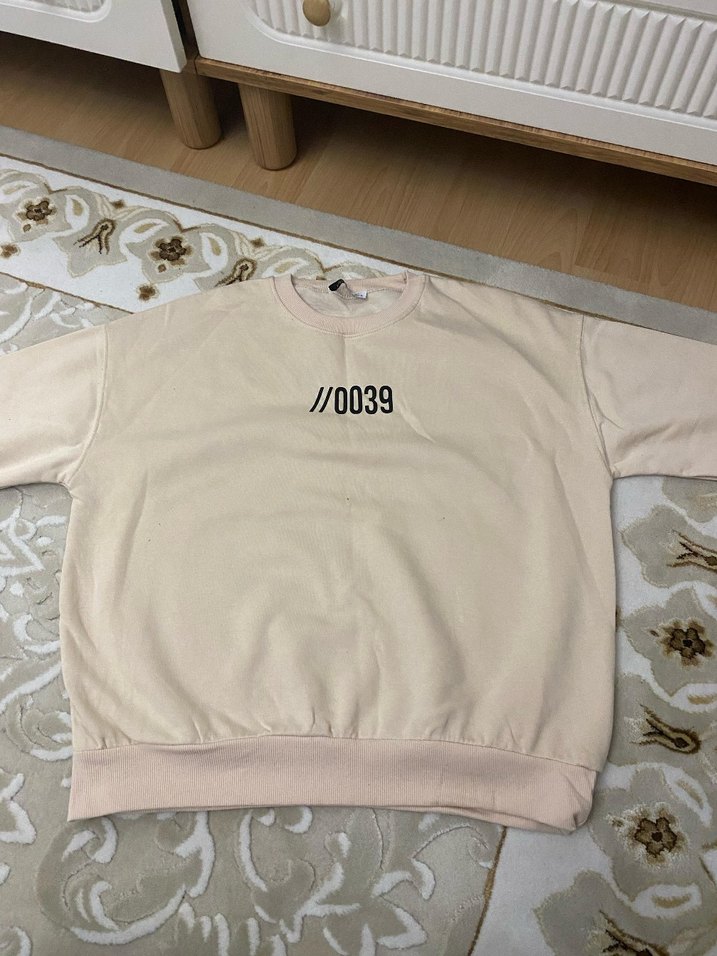 Bej Kadın Kısa Kollu Sweatshirt - Görsel 3