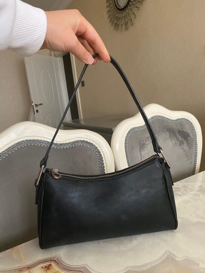 Siyah Deri Minimalist Kadın Çanta - Görsel 5