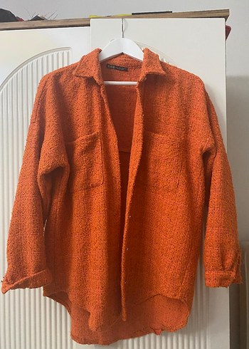 Düğmeli, Uzun Kollu Kahverengi Yün Gömlek - Görsel 4