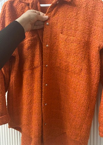 Düğmeli, Uzun Kollu Kahverengi Yün Gömlek - Görsel 3