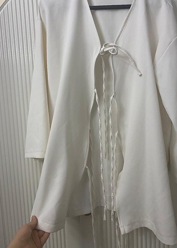 Bohem Midi Beyaz Kadın Sabahlık - Görsel 2