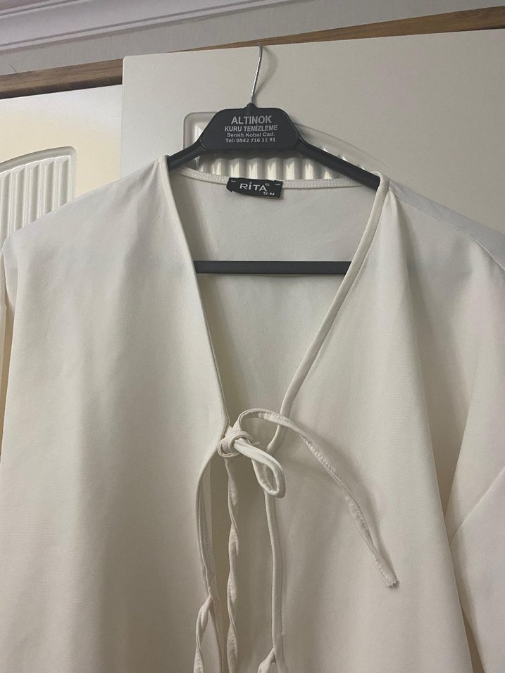 Bohem Midi Beyaz Kadın Sabahlık - Görsel 3
