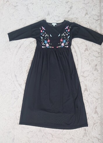 Koton siyah nakışlı tül elbise - Görsel 4