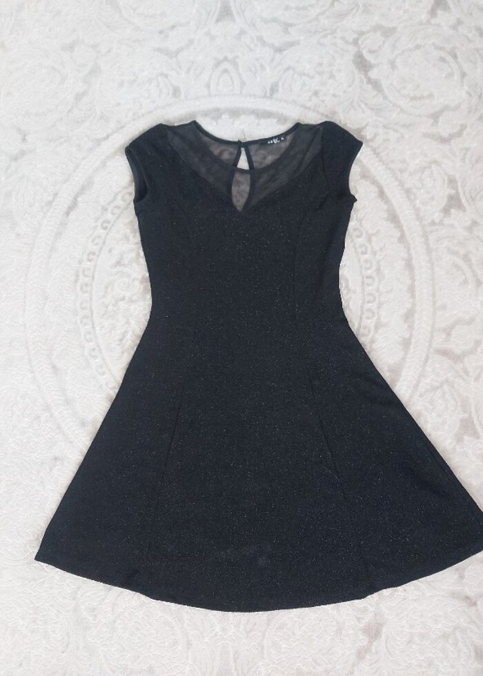 Siyah Simli Gece Elbisesi 40 42 bedene de olur - Görsel 2