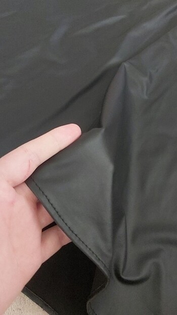 Deri Görünümlü A Kesim Elbise - Görsel 3