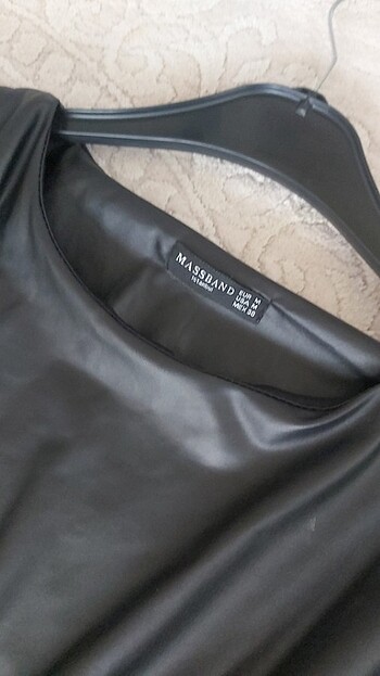 Deri Görünümlü A Kesim Elbise - Görsel 4