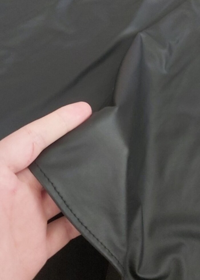 Deri Görünümlü A Kesim Elbise - Görsel 3