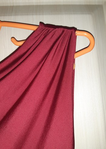 bordo Drapeli V Yakalı Midi Abiye Elbise - Görsel 5