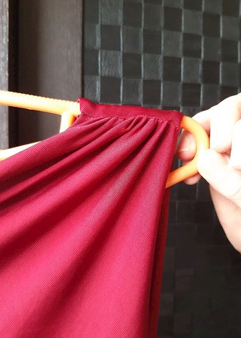 bordo Drapeli V Yakalı Midi Abiye Elbise - Görsel 8