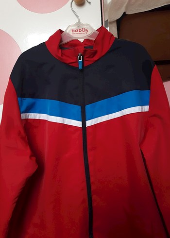 Fermuarlı Erkek Kırmızı Yağmurluk - Görsel 2