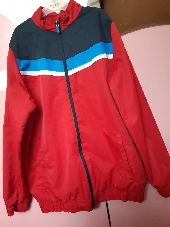 Fermuarlı Erkek Kırmızı Yağmurluk - Görsel 3