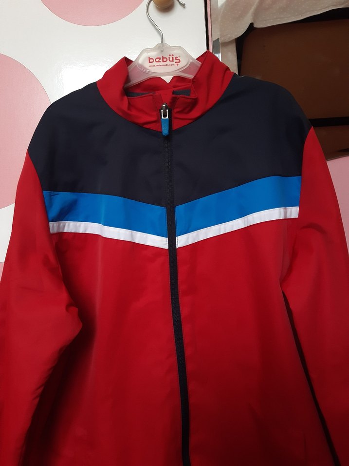 Fermuarlı Erkek Kırmızı Yağmurluk - Görsel 2