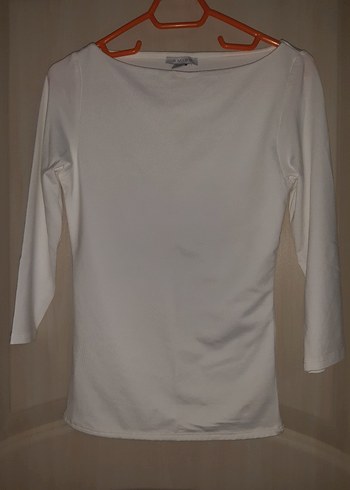 Beyaz Uzun Kollu Tekdüze Bluz - Görsel 2