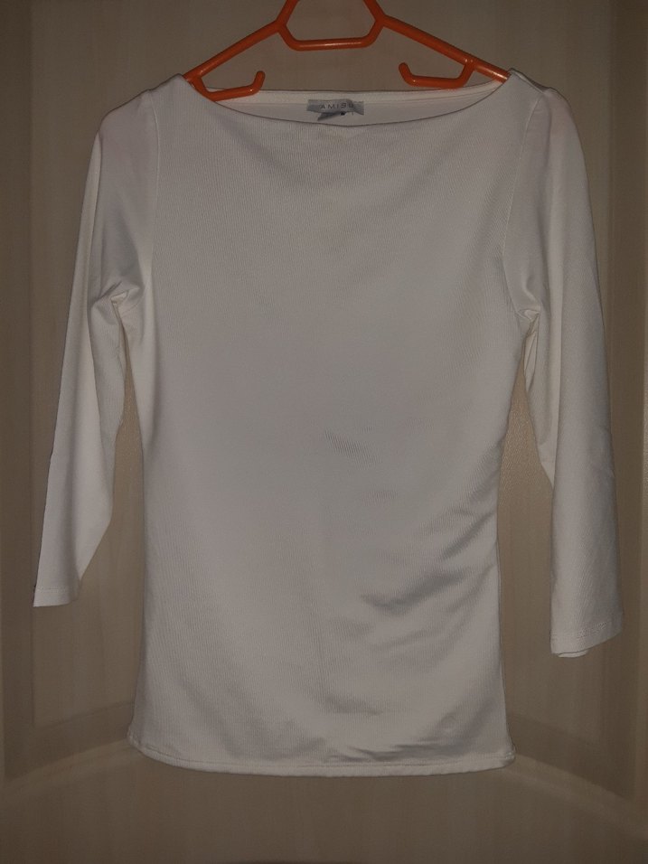 Beyaz Uzun Kollu Tekdüze Bluz - Görsel 2