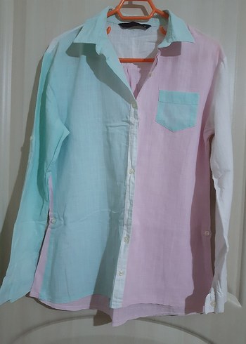 Pastel Renkli Uzun Kollu Kadın Gömlek - Görsel 2