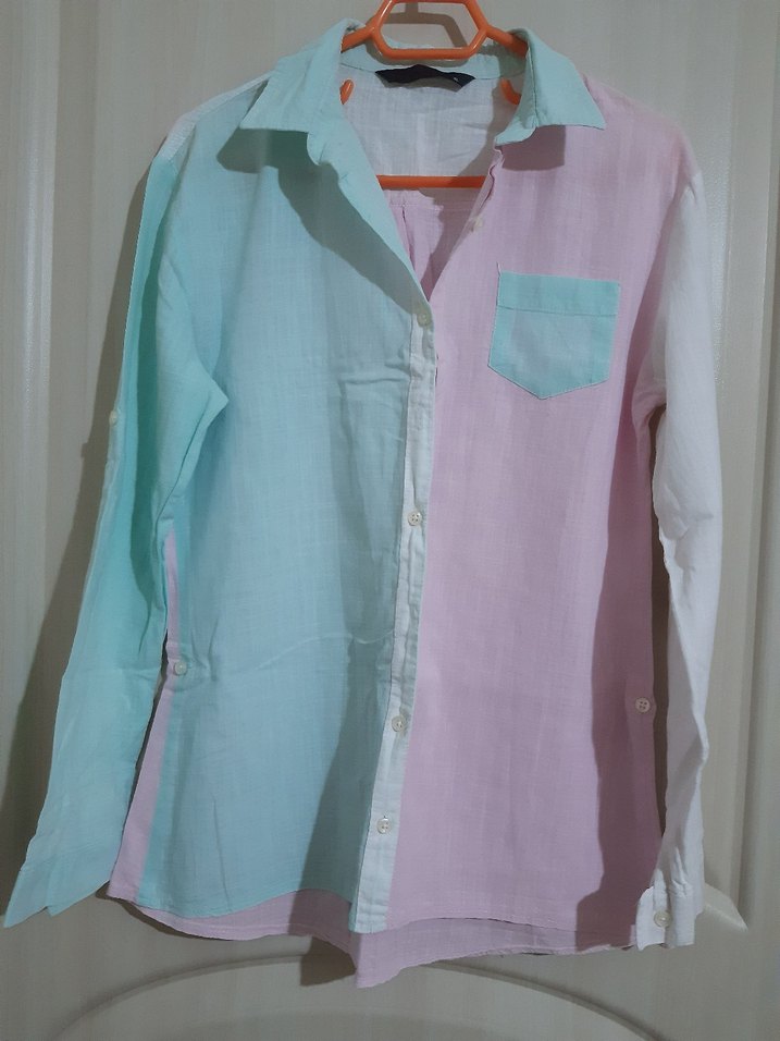 Pastel Renkli Uzun Kollu Kadın Gömlek - Görsel 2