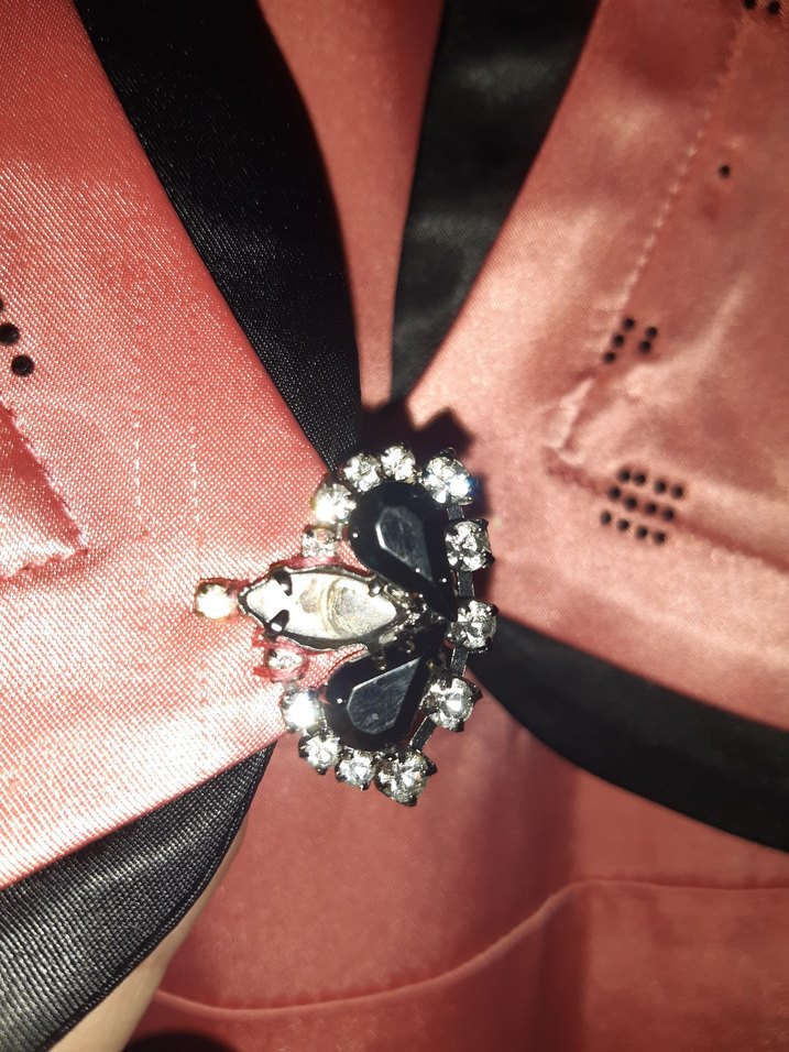 Pembe Siyah Uzun Kadın Abiye Elbise - Görsel 5