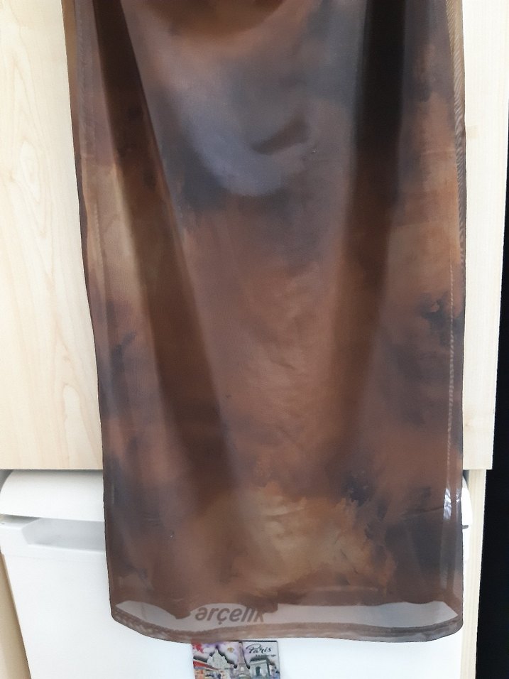 Kahverengi Drapeli Uzun Elbise - Görsel 2