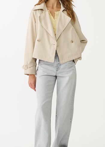 Stradivarius Stradivarius Bej Kadın Midi Boy Trençkot