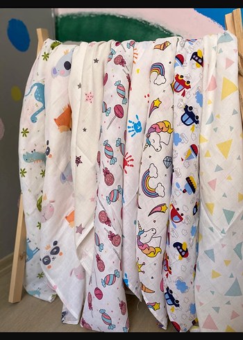 Renkli Bağlama Desenli  müslin Çocuk Battaniyesi - Görsel 3