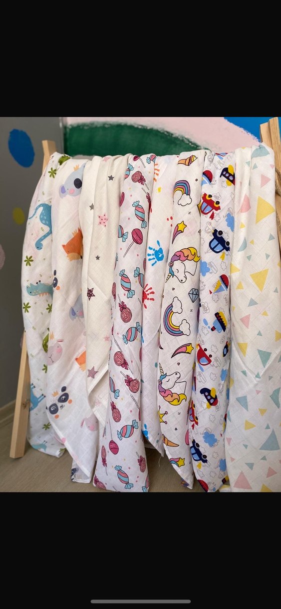 Renkli Bağlama Desenli  müslin Çocuk Battaniyesi - Görsel 3